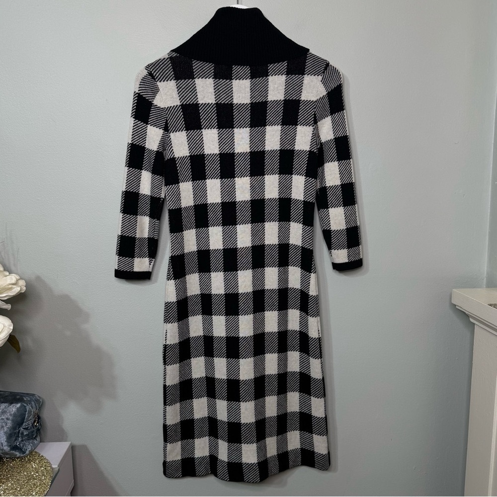 Talbots Cashmere Blend Buffalo Plaid Sweater Dress Black White Size P XS - Picture 9 of 12